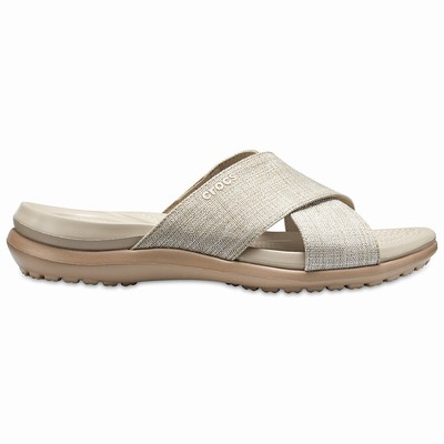 Crocs Bayan Sandalet | Crocs Capri Shimmer Cross-Band - Gri, Boyut 36-44